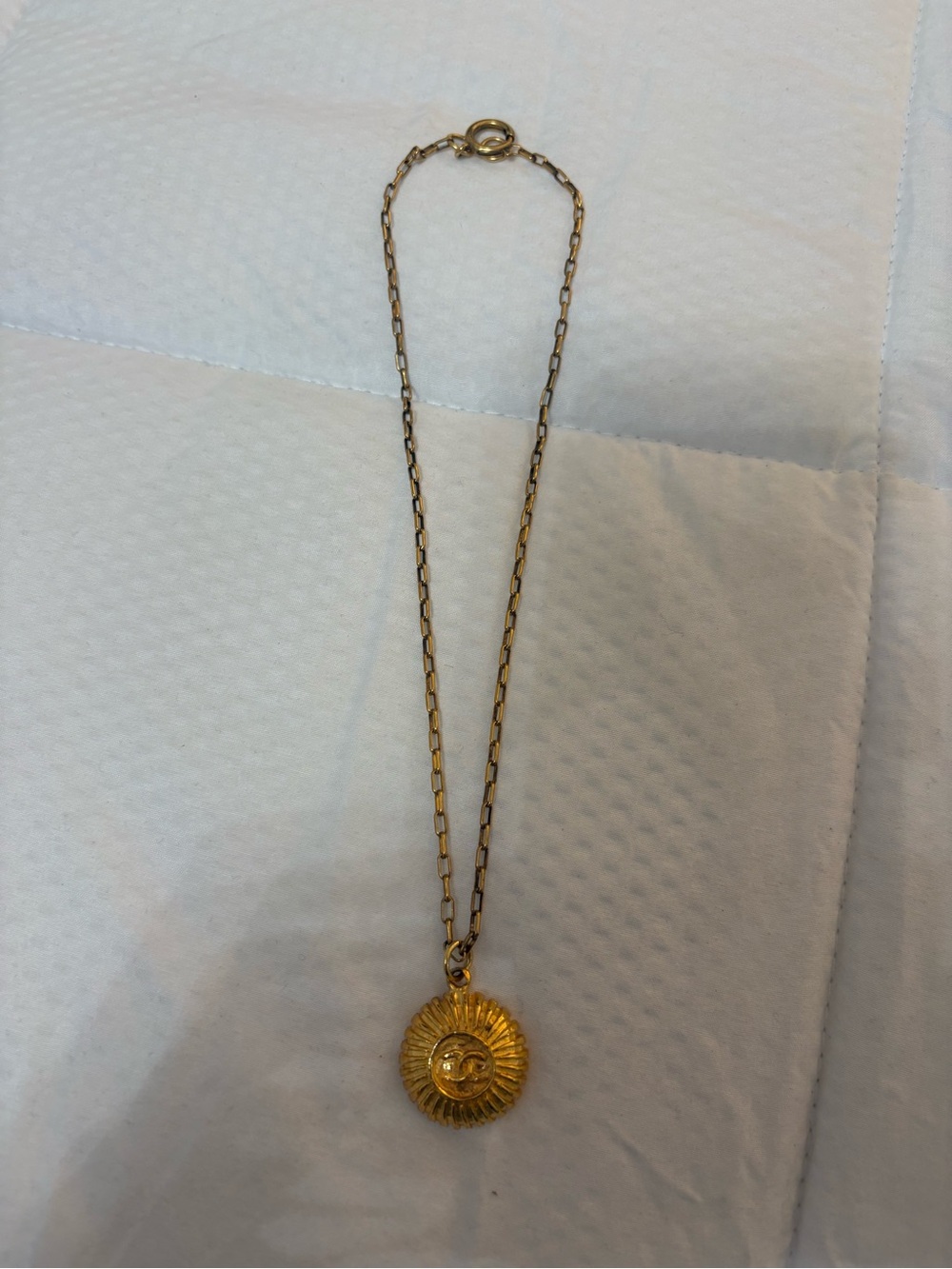 Chanel Gold Sunburst Pendant Necklace - Women Jewelry